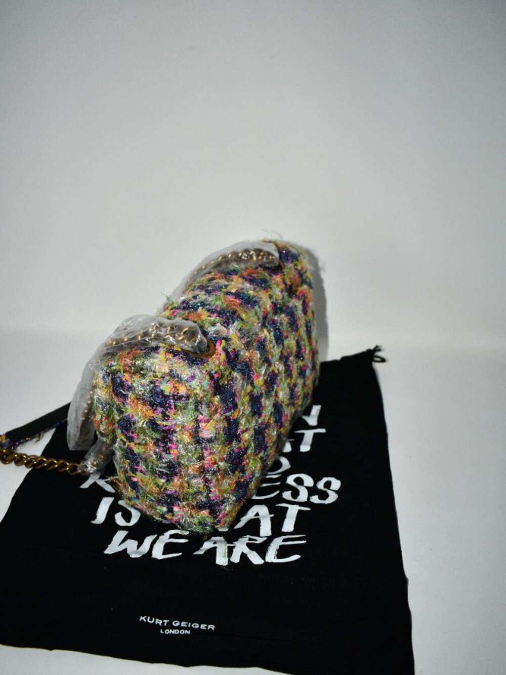 Kurt Geiger Kensington Tweed Flap Shoulder Bag in Multi #5382869609 NWT - Picture 7 of 8